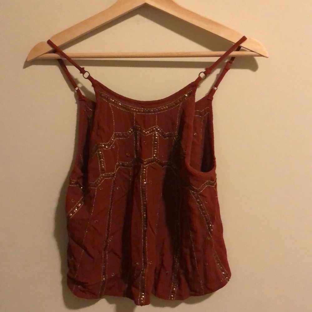 Free people burnt orange sequin tank NWOT